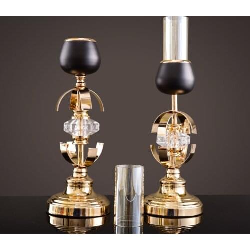 Luxury Gold Nordic Candle Holders Metal Glass Candle Stand Retro Candlestick Ornaments Wedding Decoration Table Centerpieces