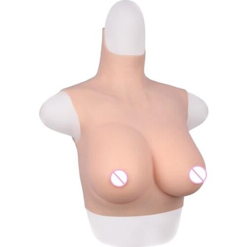 C CUP Short High Collar Neck Fake Artificial Boob Realistic Silicone Breast Forms Crossdresser Shemale Transgender Drag Queen 4G