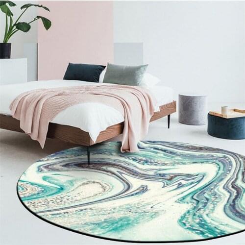 Modern Art Round Carpet for Living Room Anti Slip Abstract Bedroom Floor Mat Sea Sky Print Kids Room Area Rugs Home Decor 100cm