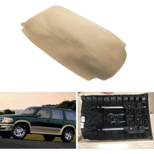 Car-styling Microfiber Leather Center Control Armrest Box Cover Trim For Ford Explorer 1995 1996 1997 1998 1999 2000 2001 Beige