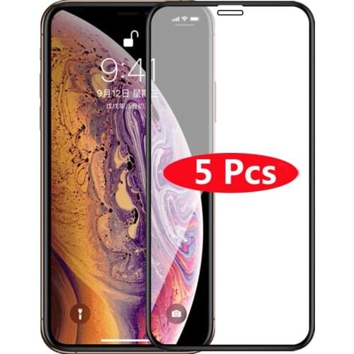 5Pcs/Lot Full Cover Tempered Glass For iPhone XS Max XR X Screen Protector HD Glass On iPhone 6 6s 7 8 PLUS 11 Pro MAX XS MAX 8