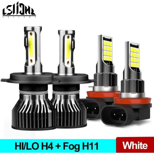 LSlight 4x H4/9003/HB2 LED Headlight Bulbs HI/LO Beam + H11 Fog Light Combo Kit 6000K White For Toyota Highlander 2008-2011