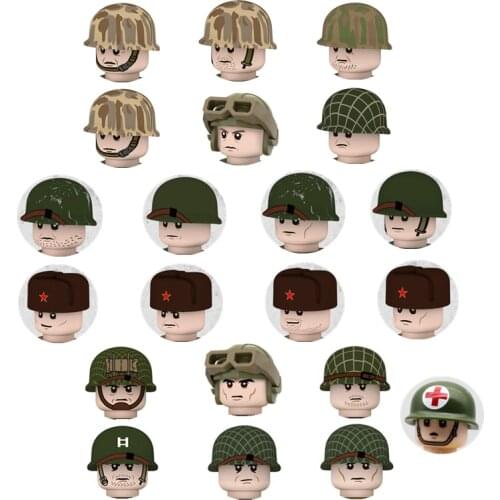 WW2 US Military Gun Accessories Building Blocks Medical Soldiers Volunteer Army Marines USMC Camo Helmets Parts Bricks Toys D247