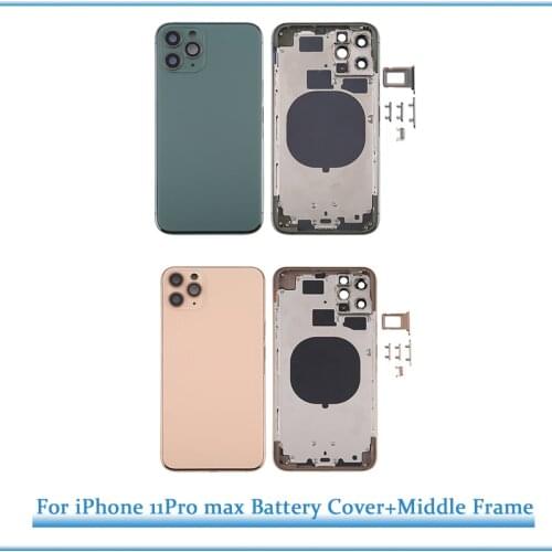 Funda trasera AAA de alta calidad para For iphone11 pro max carcasa máxima cubierta de batería puerta trasera chasis medio marco