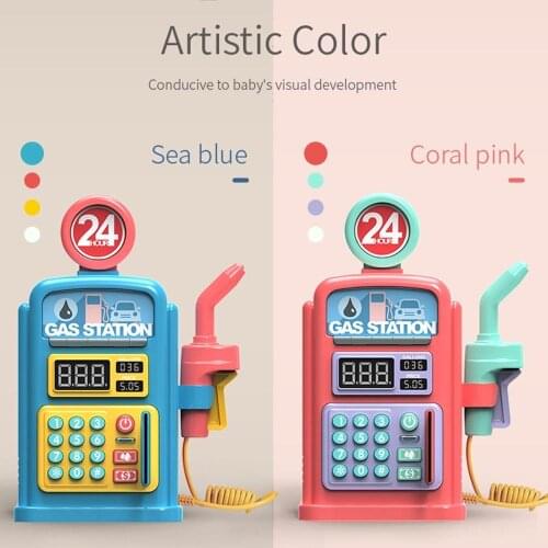 Funny Simulation Mini Gas Station Play House Toys Baby Role Playing Set Artistic Color Scene Cognition Children Educational Toys