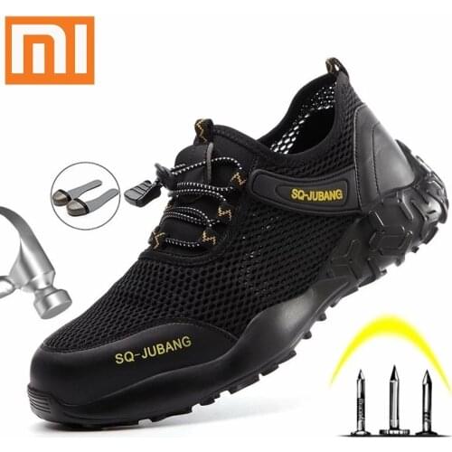 Safety Work Shoes For Men Summer Breathable Anti-Smashing Steel Toe Cap Working Shoes Safety Boots Work Sneakers