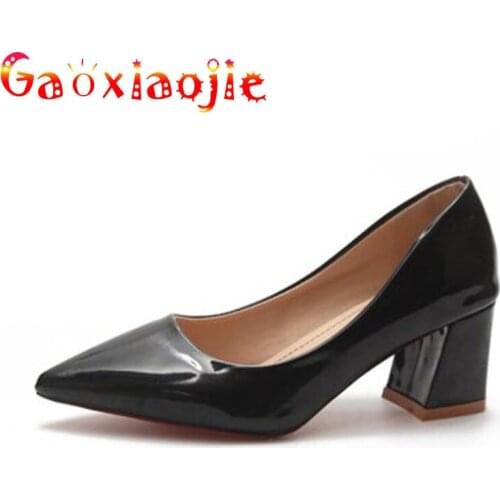 Gaoxiaojie 2021 Pointed Toe Office Women Pumps Spring And Autumn Basic 6.5CM Vogue High Heels Comfortable Thick Heel Party Shoes