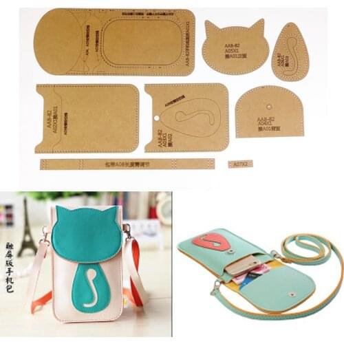 1 Set Leather Handmade DIY Craft Women handbag Shoulder bag Sewing Pattern Hard Kraft paper Stencil Template tools 10x13.5x1cm