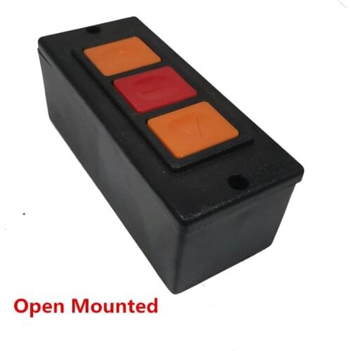 1PC Push Button Switch Rolling Door Up Down Stop 3 Button Black Plastic Shell Button Plate /Flush Mounted/Open Mounted Momentary
