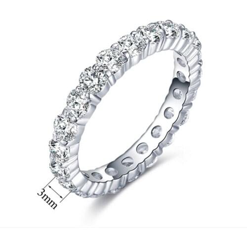 1pc Silver Plated Rhinestone Ring Women Fashion Ring Wedding Valentines Gift Size 6/7/8/9/10 Ring Round Simulated jewelry
