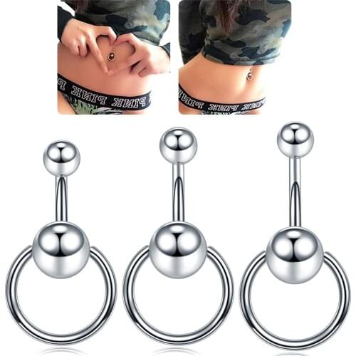 1PC Steel Navel Piercings Double Ball Belly Button Piercings Dangle Earrings Belly Piercings Ombligo Body Jewelry