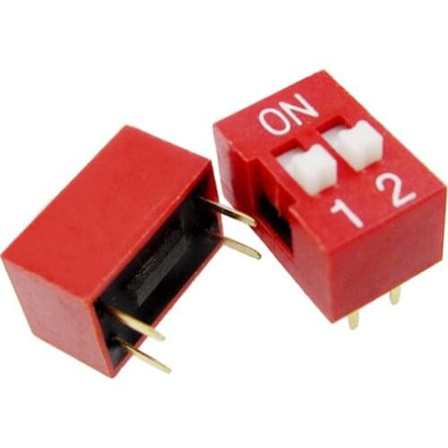 10pcs 2P 2 Position DIP Switch 2.54mm Pitch 2 Row 4 Pin DIP Switch