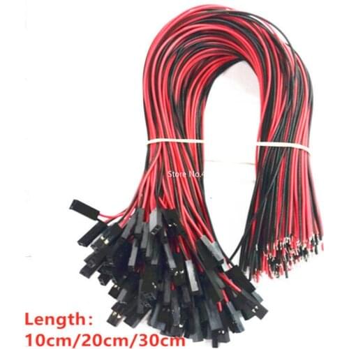20pcs/lot 2Pin Dupont Cable 2 Pin Female Jumper Connector Wire 2P 10cm/20cm/30cm Length For 3D Printer
