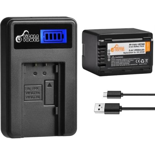 3900mAh VW-VBT380 VW-VBT190 Battery+LCD Charger for Panasonic HC-V720 V727 V730 V110 V130 V160 V180 V201 V750 V757 V760 V770