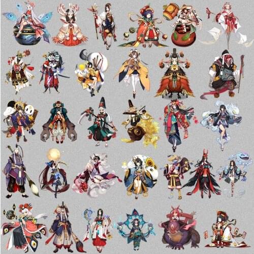 46 models Onmyoji game role Heat Transfers washable Sticker Iron On patches For Clothing On Clothes T-shirt Jeans Applications