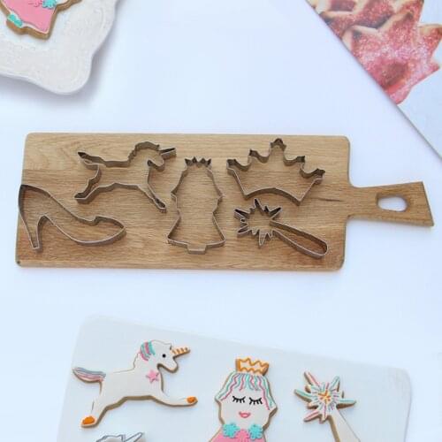 5PCS/SET Diy Rrincess Unicorn Cookie Tool Stainless Steel Biscuit Mould Cookie Cutter Mould Baking Tools