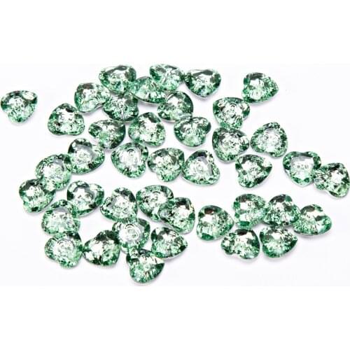 500pcs 12x13mm Clear Green Shiny Buttons Acrylic Sliver Plated Heart Button Embellishments Scrapbooking Cardmaking