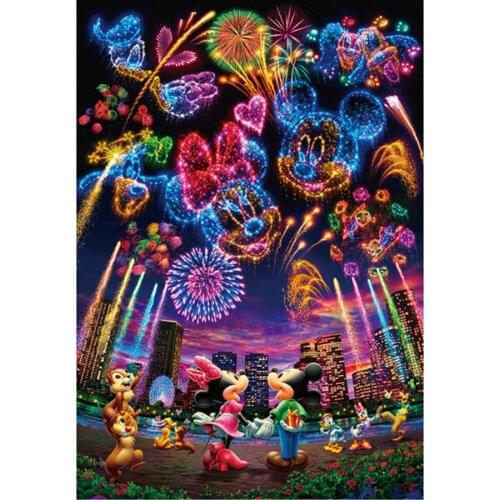 Disney 5D DIY Diamond Painting Mickey Minnie Fireworks Diamond Embroidery Diamond Mosaic Full Cross Stitch Kits Home Decoration