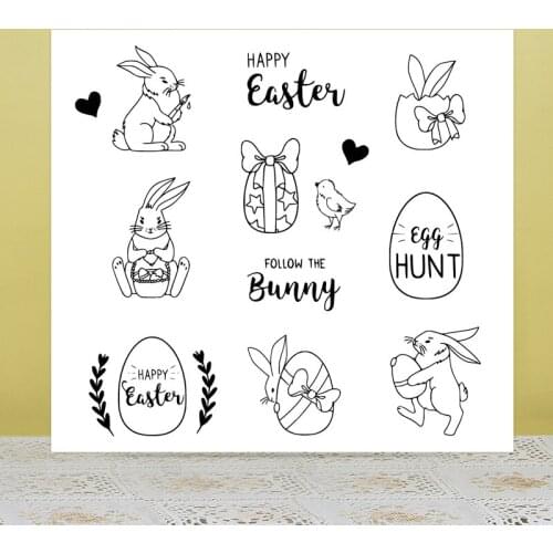 AZSG Happy Easter Clear Stamps For DIY Scrapbooking/Card Making/Album Decorative Rubber Stamp Crafts