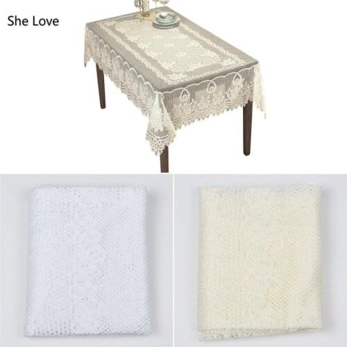 Chzimade White Color Rose Flower Lace Tablecloth Home Decoration Tablecloth Flowers Table Dust Cover Wedding Decoration