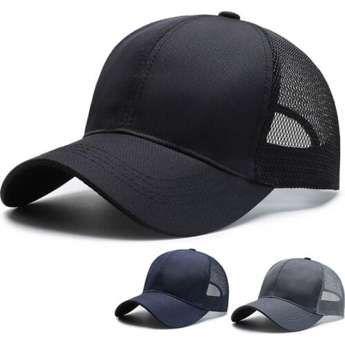 Outdoor Adjustable Sports Baseball Cap Mens Summer Leisure Breathable Mesh Solid Color Visor Hat