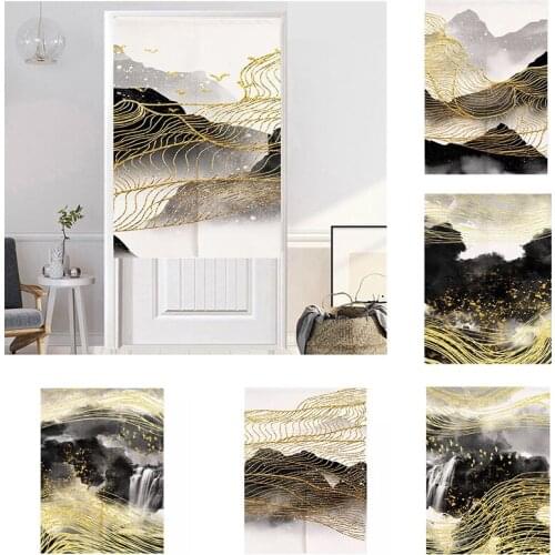Ink Painting Bedroom Living Room Door Curtain Home Decoration Partition Half Curtain Shower Toilet Blackout Curtain