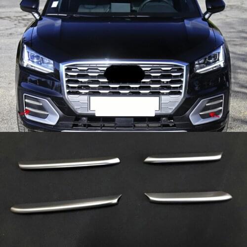 For Audi Q2 2017 2018 Car Styling ABS Matte Front Fog Light Lamp Decoration Strips Cover Trim 4pcs