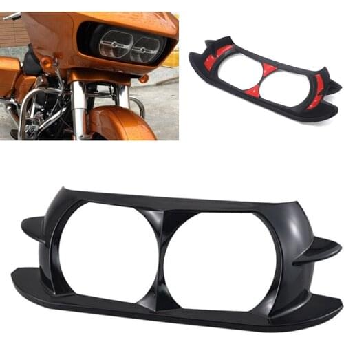 Motorcycle Dual Headlight ABS Fairing Trim Bezel Scowl Cover Black/Chrome For Harley Touring Road Glide Customs 2015-2019