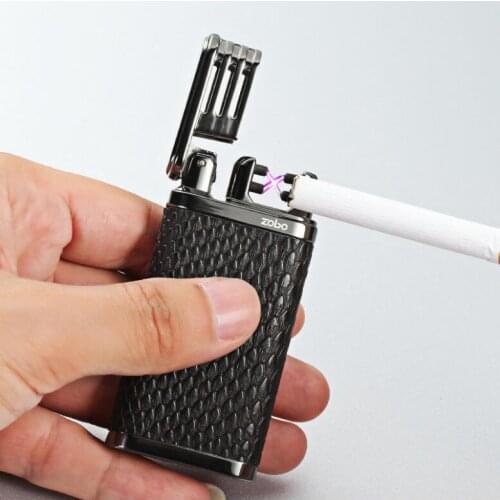 Jobon Electronic Lighter USB Charge Double Arc Shaking Ignition Windproof Lighter Smoking Tool Men Business Gift