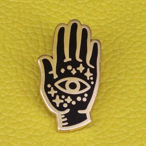 Seers hand enamel pin occult celestial brooch eye palm badge stars pins astronomy jewelry artist witchy gift