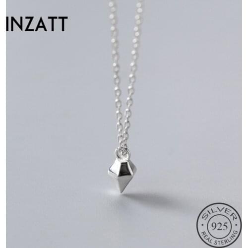 INZATT Real 925 Sterling Silver Minimalist Geometric Cone Pendant Necklace For Charm Women Party 2018 Fine Jewelry Fashion Gift