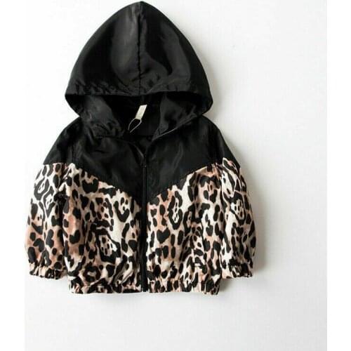 Emmababy Autumn Fashion Baby Girls Kids Leopard Hooded Jacket Coat Outerwear Casual Long Sleeve Hoodies 1-7Years