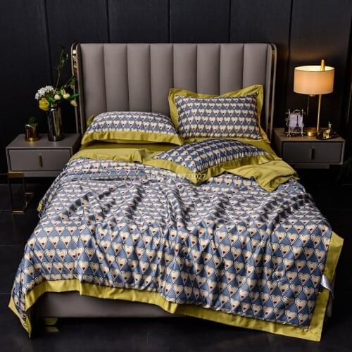 Four-piece Summer Quilt, Flower Pattern Printing, Air-conditioning Quilt, Cool Summer Quilt