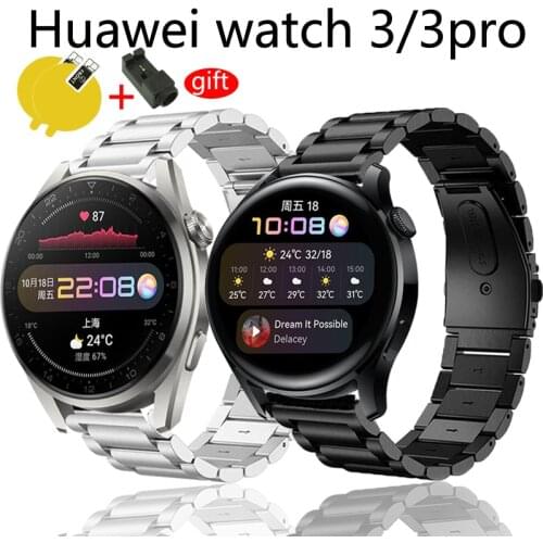 Metal Strap For Huawei Watch 3 Smart watch Band Bracelet Stainless steel Straps For huawei watch 3 pro Wristband scree protector