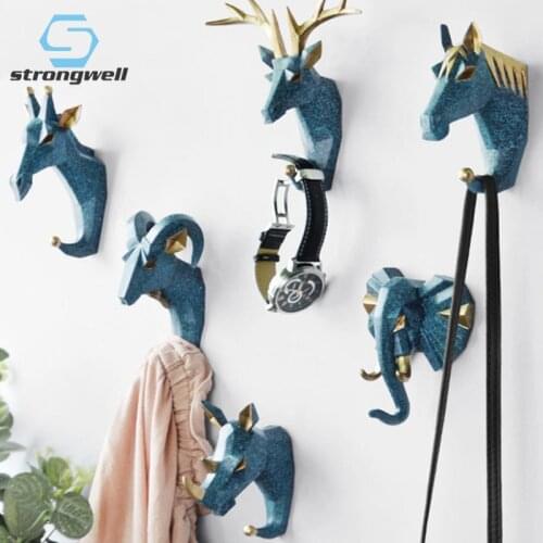 Stongwell Animals Wall Hook Minimalist Deer Head Coat Hook No Punching Key Hook Home Bathroom Kitchen Wall Decoration Hanger