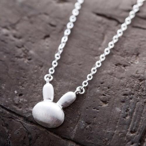 Drawing Sweet Rabbit Cute 925 Sterling Silver Clavicle Chain Temperament Trendy Female Necklace SNE176