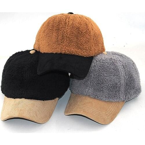 Autumn Winnter hats thicker wool baseball cap with Corduroy visor men women warm snapback hats hip hop caps all matched
