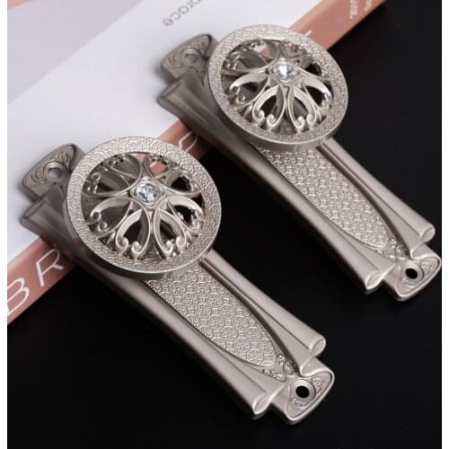 QGVLish 2Pcs Zinc Diomand Europe Curtain Hooks Tiebacks Holdback Strap Tassel Fringe Tower Hanger Clothes Cap Coat Hook Holder