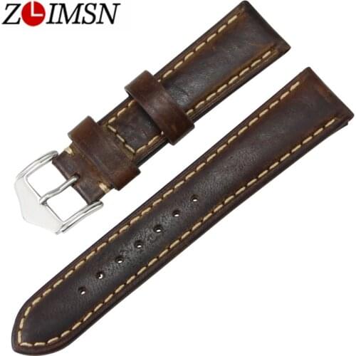 ZLIMSN Watch Men Genuine Leather Watch Bands Suitable for Panerai Replacement Watchbands Belt 20mm Straps Stainless Steel Buckle