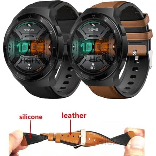 22mm Leather + Silicone Bracelet Band For Huawei Gt 2e 46mm Watch Strap For Huawei Watch GT 2 Pro Correa