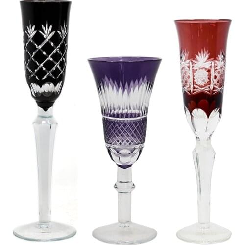 Czech Style Luxury Champagne Flute Glass Goblet Engraving Wine Glasses Hand Cut Glass Stemware For Wedding