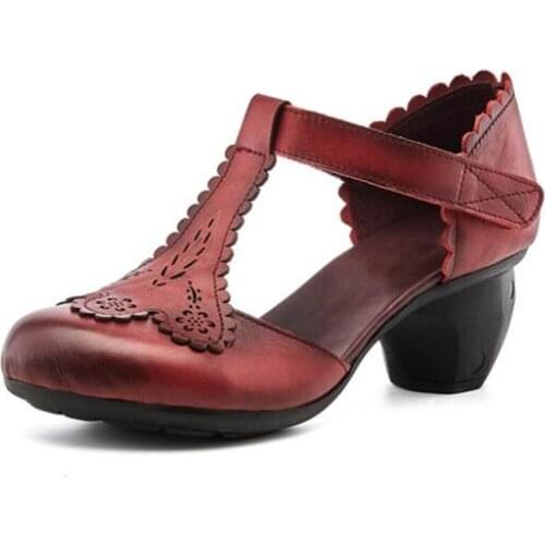 Promotion 2020 Summer New Classic Retro Sandals Women Genuine Leather Sandals Elegant Comfort Non-slip Wear High Heel Sandals