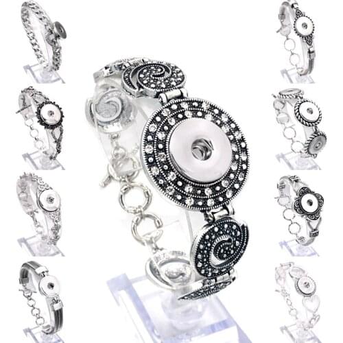 Interchangeable Fashion Crystal Ginger Copper Bangle 018 18mm Snap Button Charms Metal Bracelet For Women Jewelry Gift