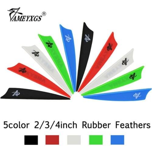 50pcs Archery 2/3/4" Arrow Feathers Rubber Feather Shield-shape Fletches For Compound/Recurve Bow Hunting Shooting Accessories