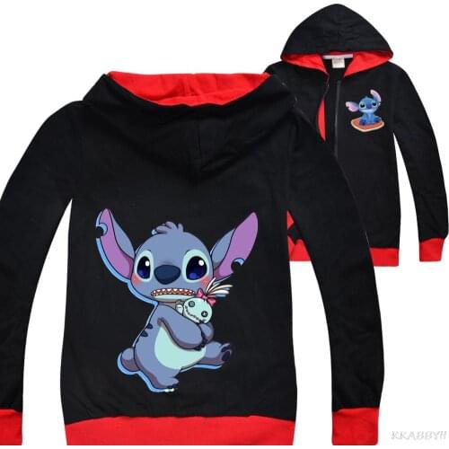 Disney Stitch Hoodies Toddler Clothes Autumn Cool Kids Girls Coat Boys Zipper Sweatshirt Spring Sport Childrens Tops