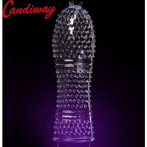 Screw dotted Condom lasting Sex Products Penis Sleeves Reusable delay Extension Crystal adult toys for men nature cock rings