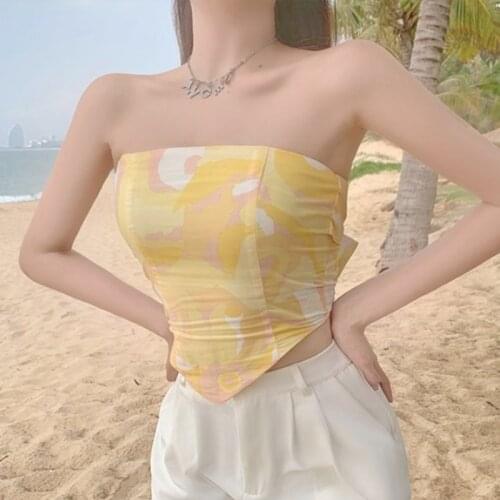 2021 Summer Sexy Y2k Corset Vest Women Korean Chic Backless Party Night Club Ladies Top Bow Lace-up Holiday Dye Spring Beach Top