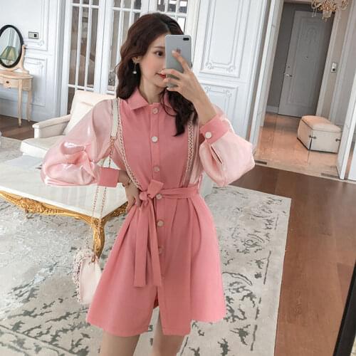 Bella Philosophy 2020 Spring Women Party Dresses Lady Korean Patchwork Dress Female Single Breasted A-line Bow Elegant Vestido