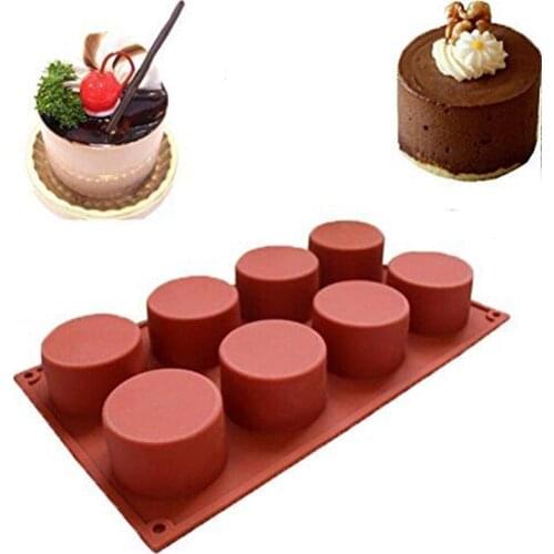 1 Pc 8 Holes Cupcake Mold Silicone DIY Round Shape Mini Muffin Cake Mold 3D Handmade Jelly Pudding Decoration Tool