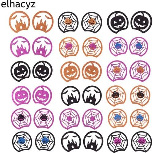 1Pair NEW Halloween 3.3'' Hollow Mouse Ears Hollow Castle Spider Web Pumpkin Ears Headwear DIY Crafts Girls Kids Hair Accessory